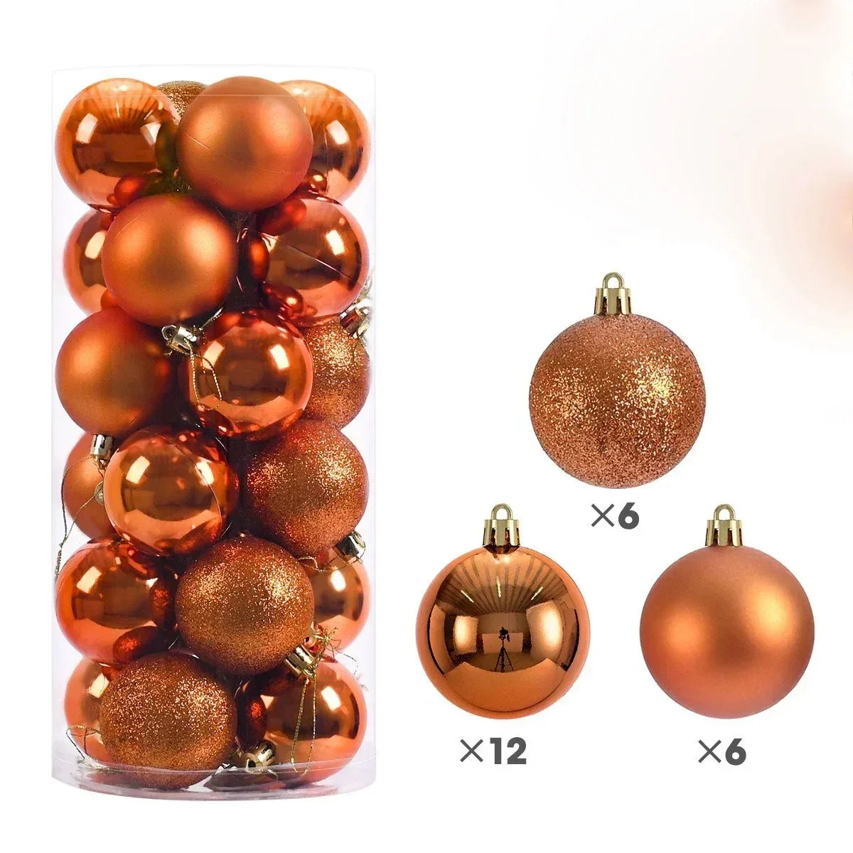 24pcs Christmas Tree Balls Set – 3/4/6cm Hanging Ornaments for Party Decor, New Year & Holiday Gifts
