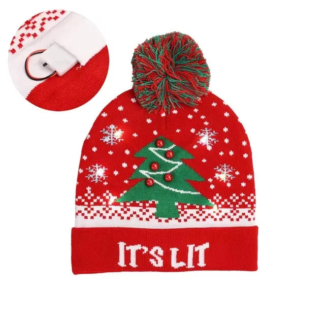 Creative Flashing LED Light Christmas Hat | Snowman Winter Warm Color Knitted Cap | Christmas Gift for New Year & Xmas Party Decor
