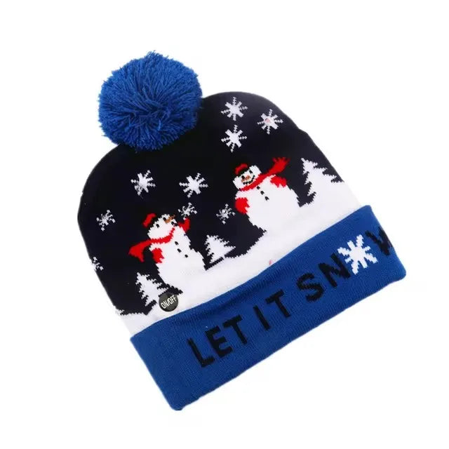 Creative Flashing LED Light Christmas Hat | Snowman Winter Warm Color Knitted Cap | Christmas Gift for New Year & Xmas Party Decor