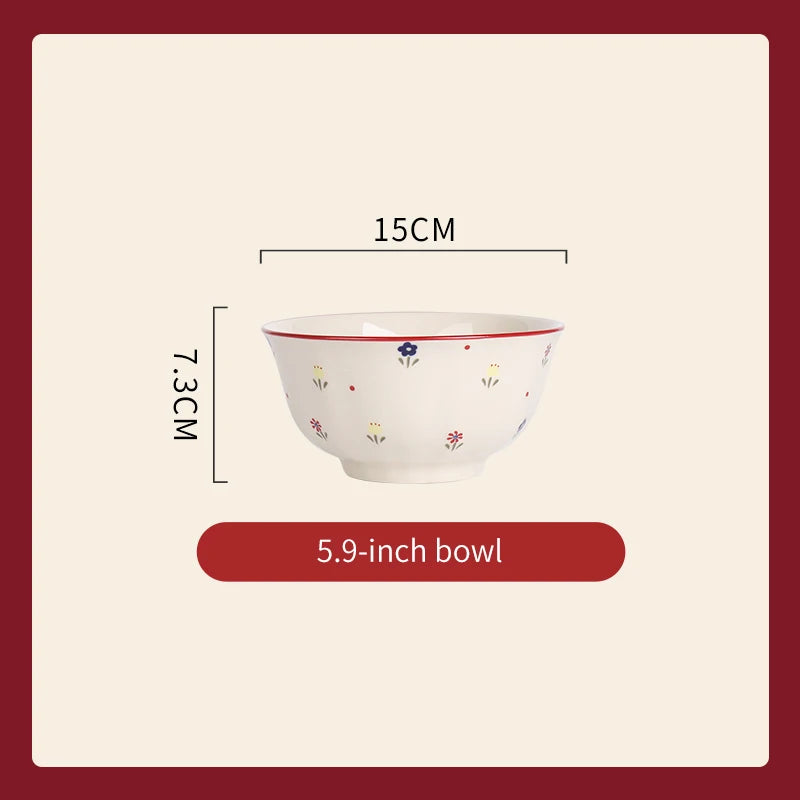 Vintage Ceramic Dinnerware Set | High-Quality Soup Bowl, Salad/Pasta Plate | Microwave Safe Colorful Ceramic Plates & Bowls