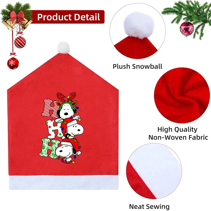 Snoopy's Christmas Hat Chair Covers | New Anime Home Decoration Living Room Cap Backrest Case | Fashion Big Xmas Gift Hot Sales