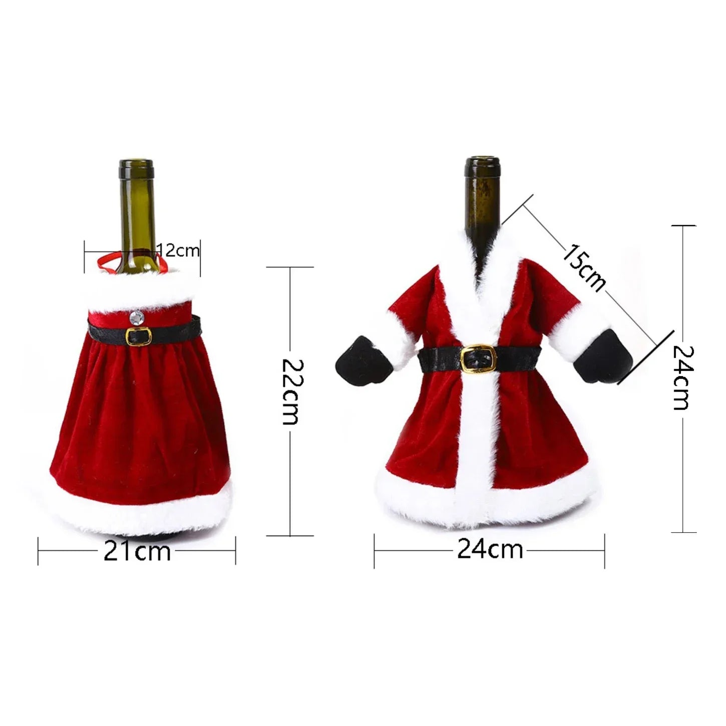 Creative Christmas Wine Bottle Cover Set | Velvet Dress Clothes Ornaments Bag | Xmas Party Dinner Table Decoration Gifts