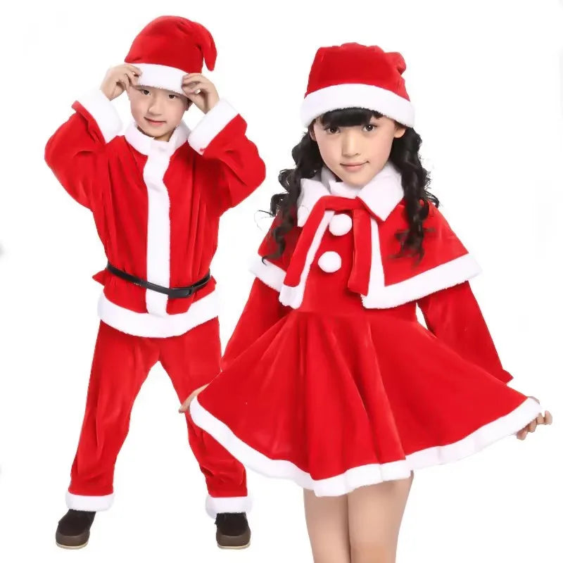 2025 Children's Christmas Costumes | Santa Claus Cosplay Costume Set for Boys & Girls | Classic Red Fashion Suits for Baby & Toddler