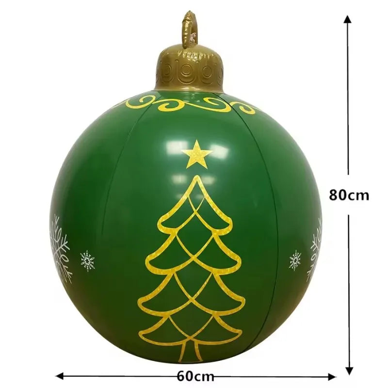32 Inch Giant PVC Inflatable Christmas Ball Ornaments | Outdoor Large Xmas Blow Ball Decorations for Parties
