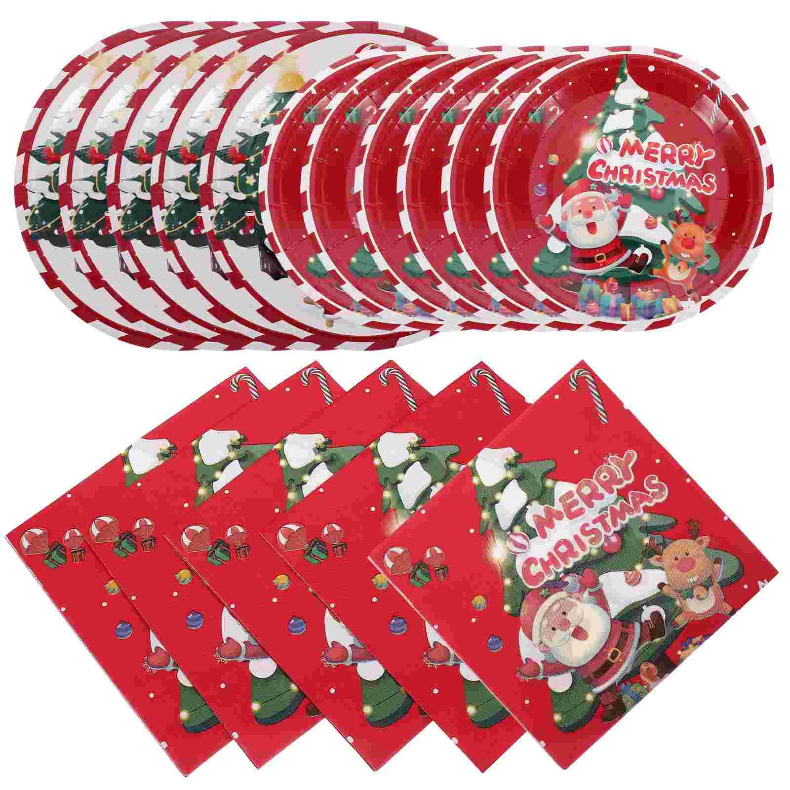 40 Pcs Christmas Dinner Plates | Disposable Xmas Paper Tableware for Holiday & Birthday Party Design