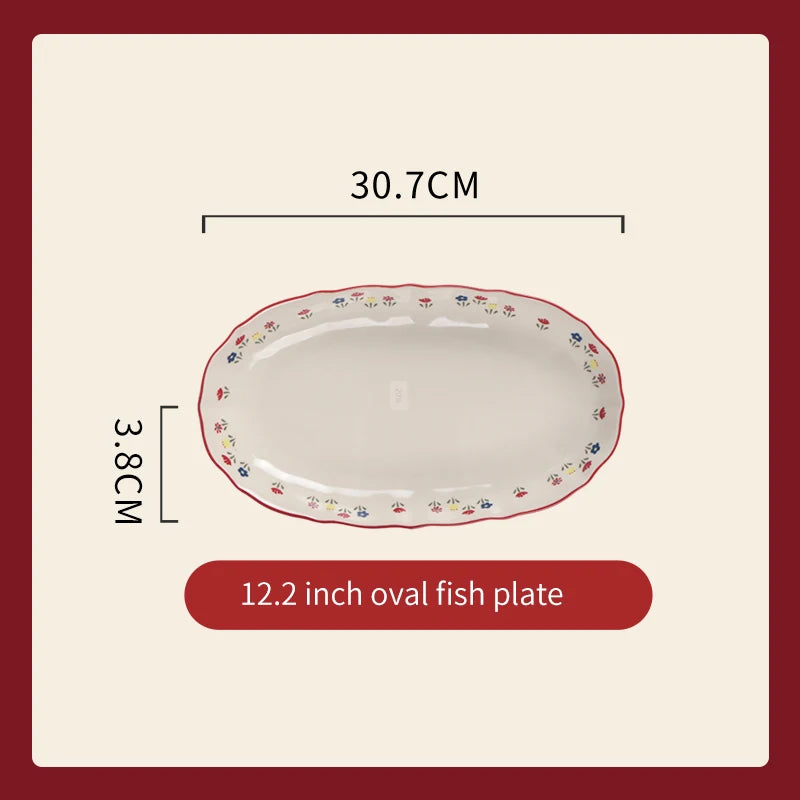 Vintage Ceramic Dinnerware Set | High-Quality Soup Bowl, Salad/Pasta Plate | Microwave Safe Colorful Ceramic Plates & Bowls