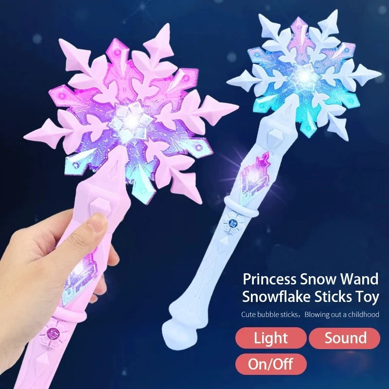 Glowing Princess Snowflake Wand Toy for Girls – Light & Sound Fairy Stick for Kids Cosplay, Christmas & Halloween