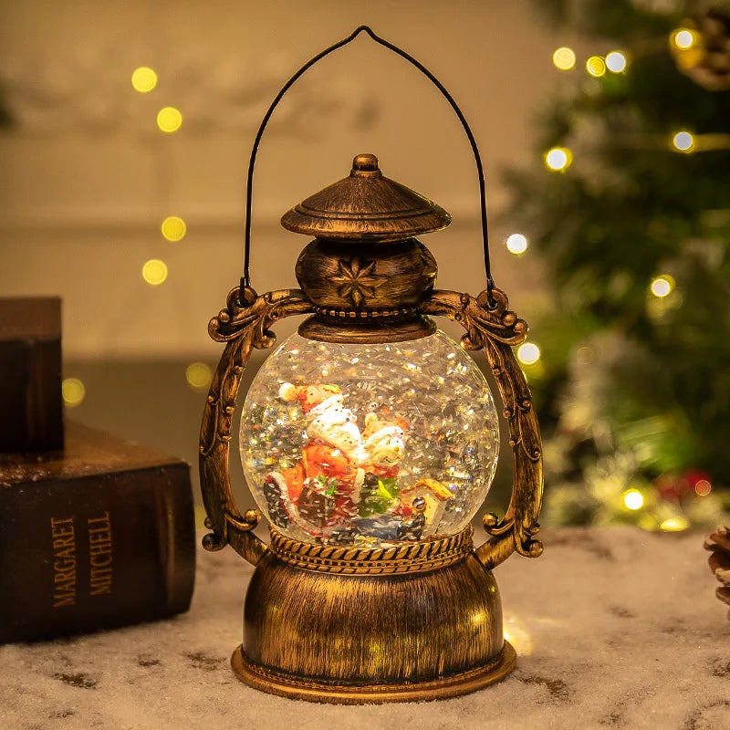 LED Christmas Snow Globe Lantern Music Box – Lighted Holiday Night Lamp for Home, Desktop & Festive Decoration