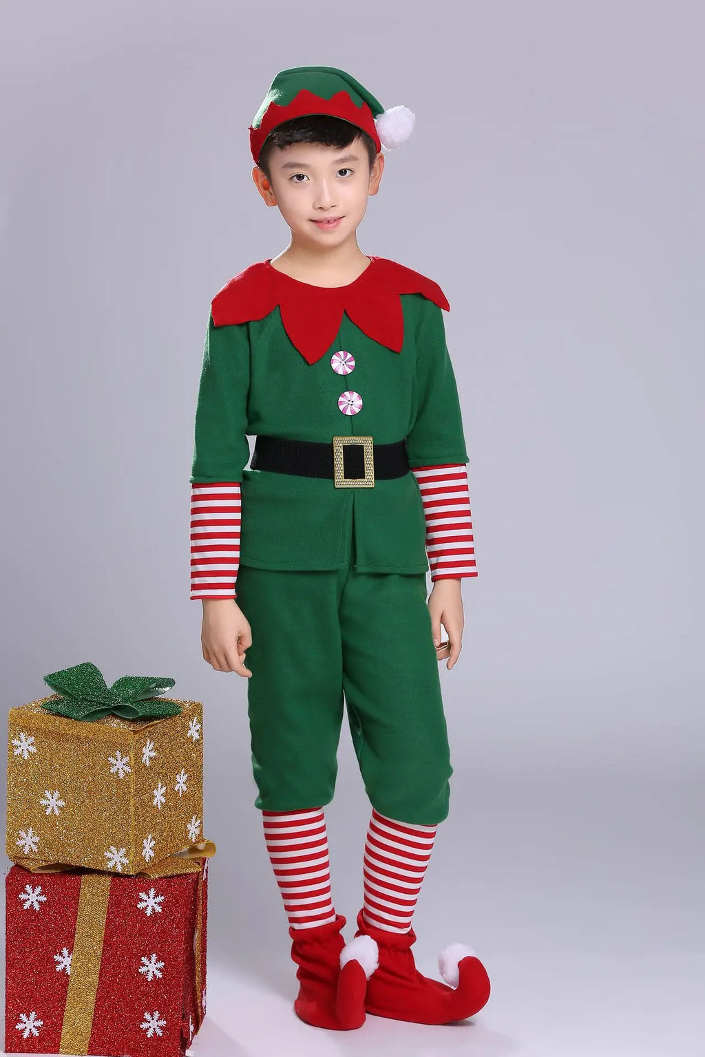 New Christmas Santa Claus & Green Elf Costume Set | Family Carnival Party Cosplay Fancy Dress Clothes | Children & Adult Suit Gift