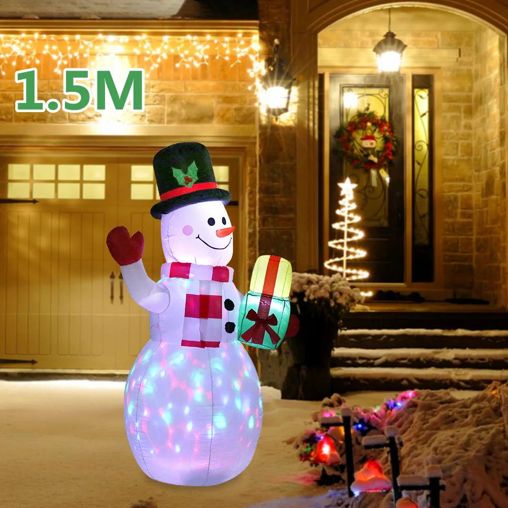 7FT (2.2M) Christmas Inflatable Green Gloves Snowman | Outdoor Model with Built-in Rotating LED Lights | Indoor/Outdoor Xmas Decorations