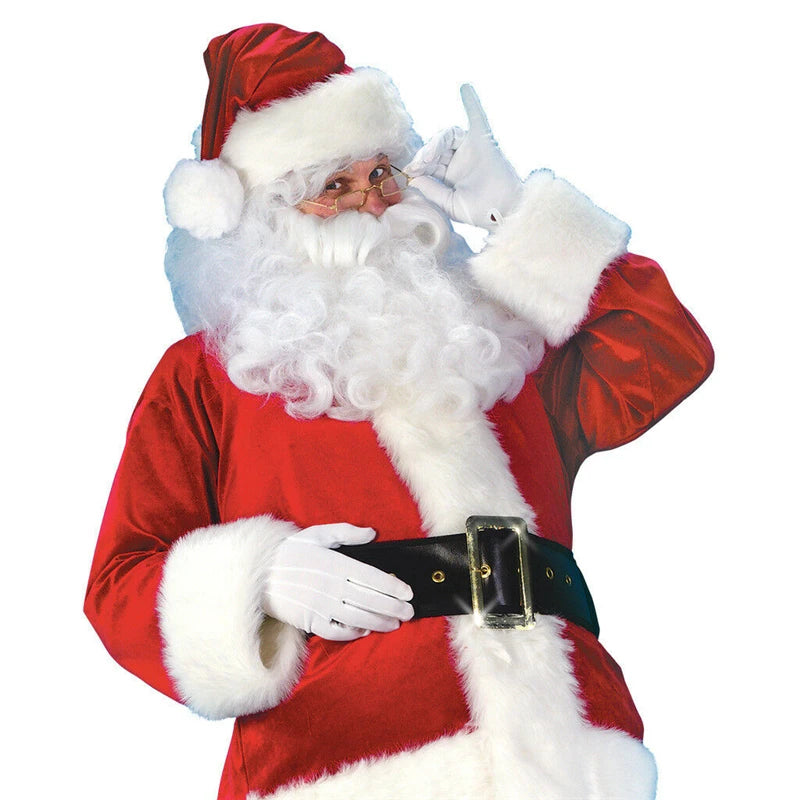5Pcs Adult Christmas Santa Claus Costume (S-3XL) for Men & Women | Santa Role Cosplay Fancy Dress Suit with Wig & Beard Outfit