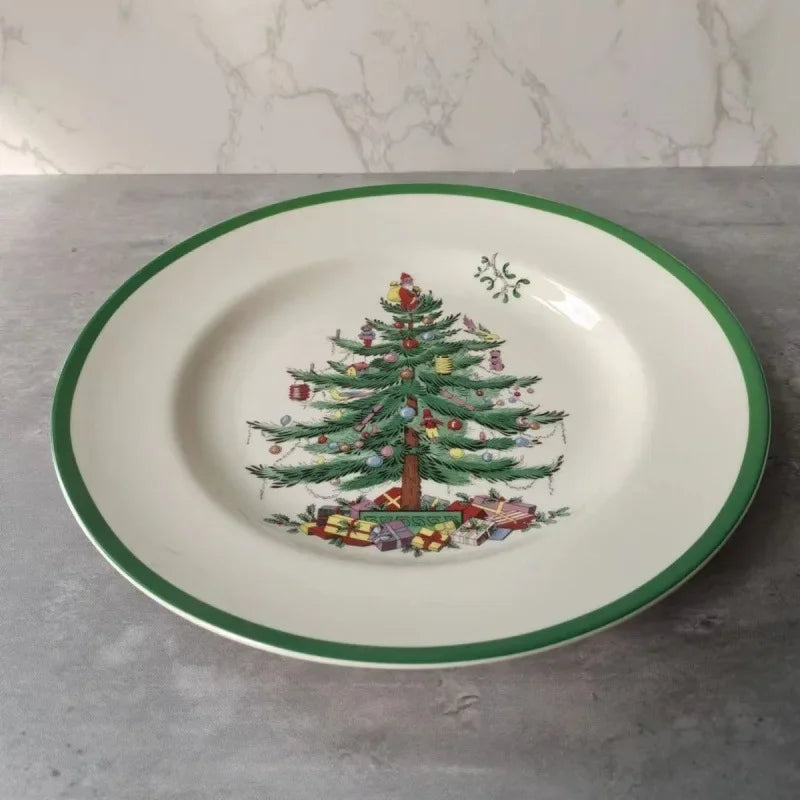 Holiday-Themed Christmas Ceramic Plates & Cutlery Sets | Dinner Plates, Bowls, Mugs, & Saucers Tableware Collection