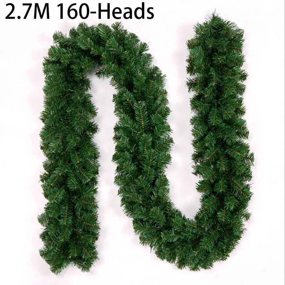 2.7M (9FT) Artificial Pine Leaf Rattan Strip | Green Christmas Garland Wreath | Christmas Pine Tree Rattan Decor Xmas Tree Ornament
