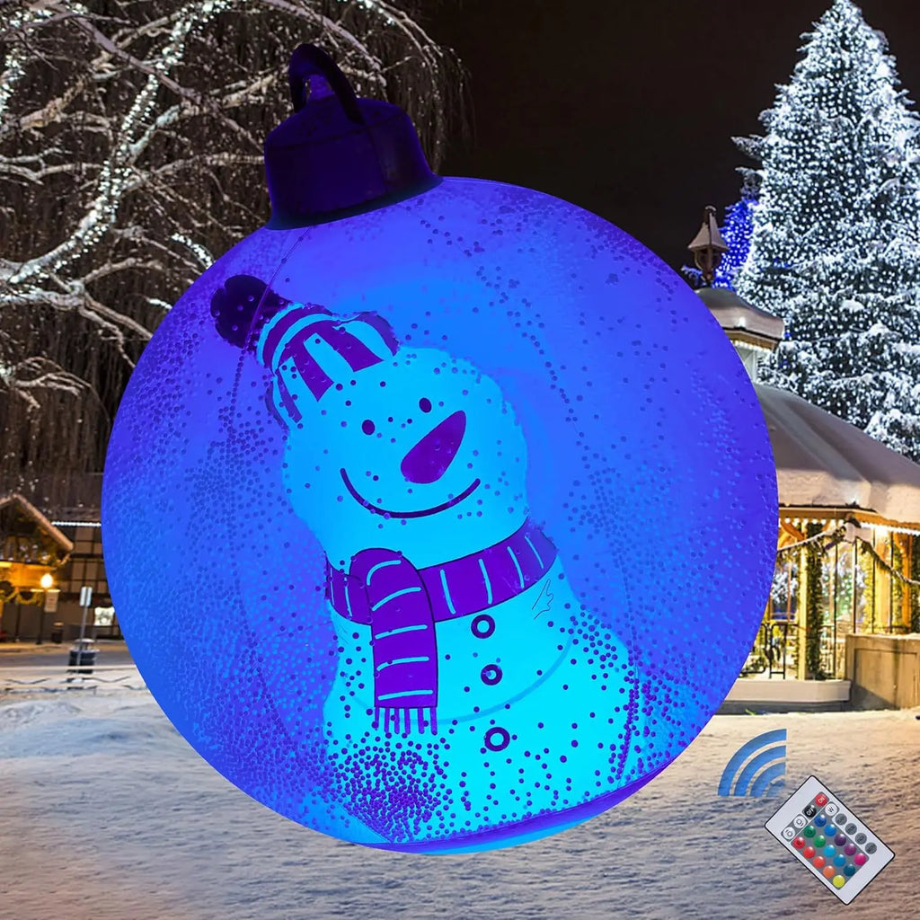 60cm Transparent Giant Inflatable Christmas Ball with Lights | PVC Illuminated Holiday Decorated Ornament