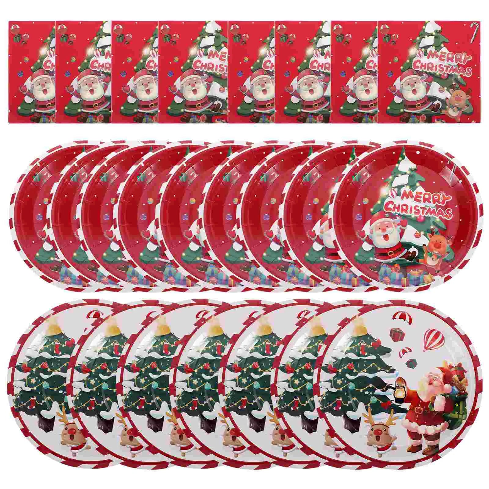 40 Pcs Christmas Dinner Plates | Disposable Xmas Paper Tableware for Holiday & Birthday Party Design