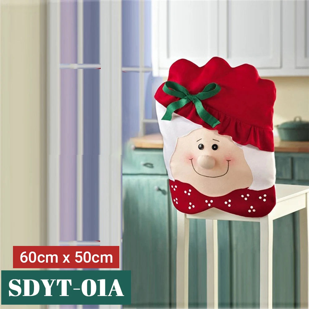 15 Patterns Santa Claus Hat Christmas Chair Covers | Home & Kitchen Dining Room Decoration | Xmas Restaurant & Dinning Home Supplies