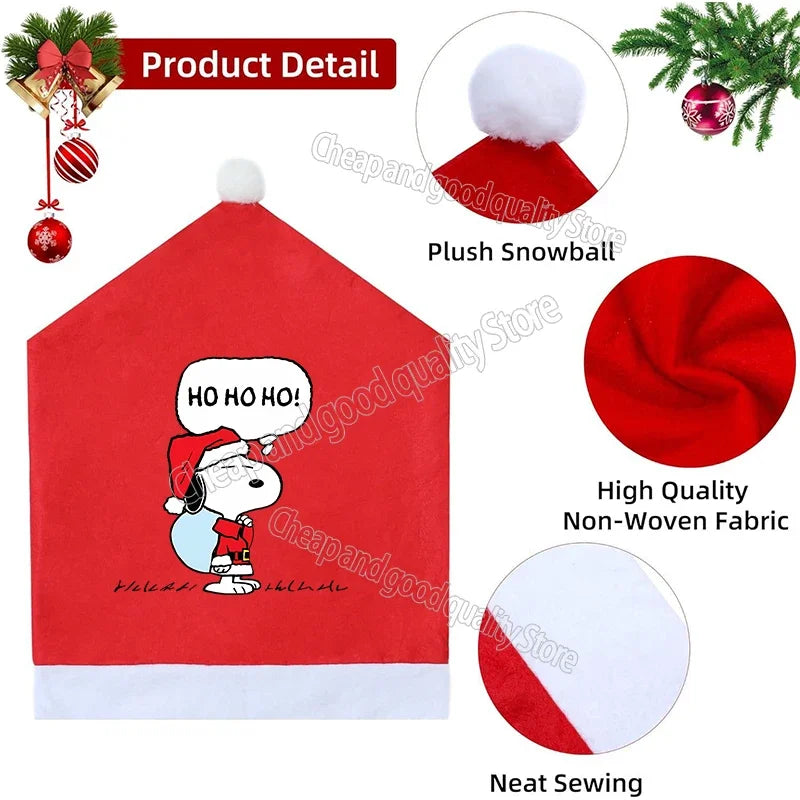Snoopy's Christmas Hat Chair Covers | New Anime Home Decoration Living Room Cap Backrest Case | Fashion Big Xmas Gift Hot Sales