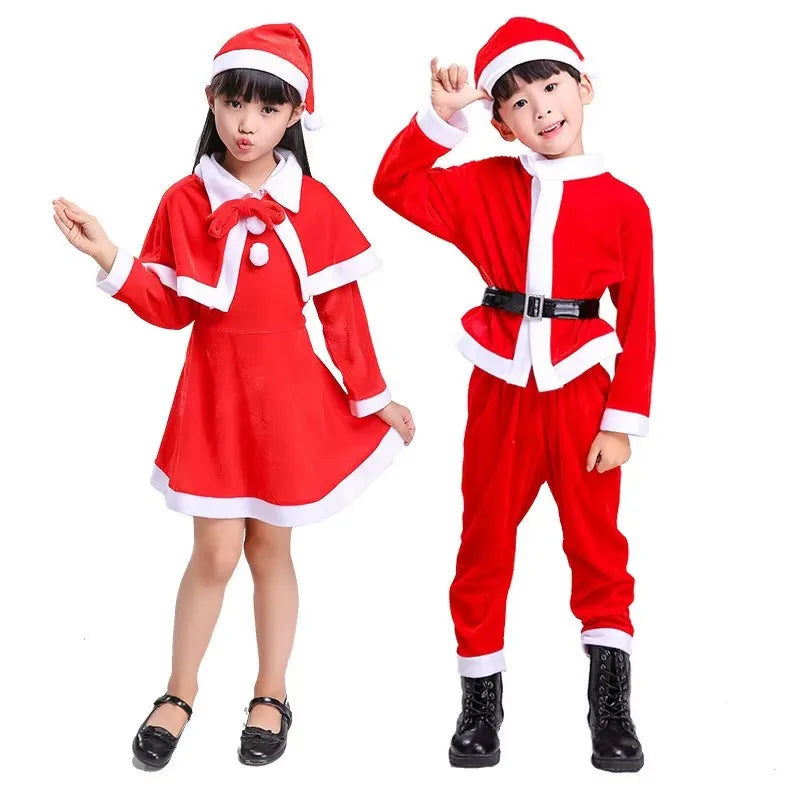 2025 Children's Christmas Costumes | Santa Claus Cosplay Costume Set for Boys & Girls | Classic Red Fashion Suits for Baby & Toddler