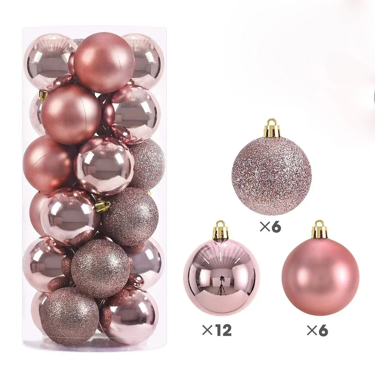 24pcs Christmas Tree Balls Set – 3/4/6cm Hanging Ornaments for Party Decor, New Year & Holiday Gifts