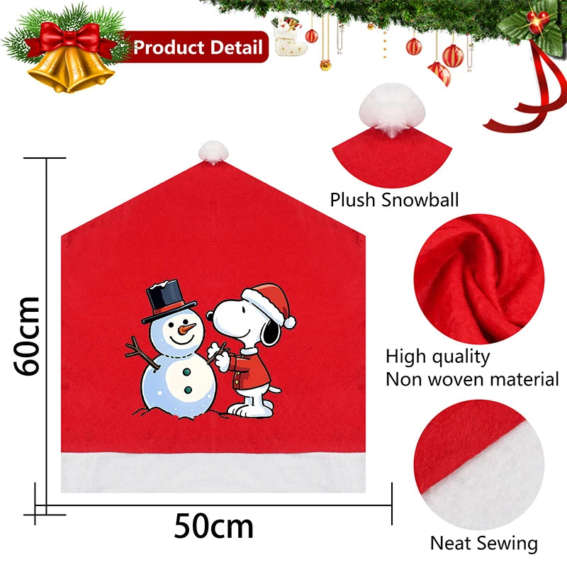 Snoopy's Christmas Hat Chair Covers | New Anime Home Decoration Living Room Cap Backrest Case | Fashion Big Xmas Gift Hot Sales