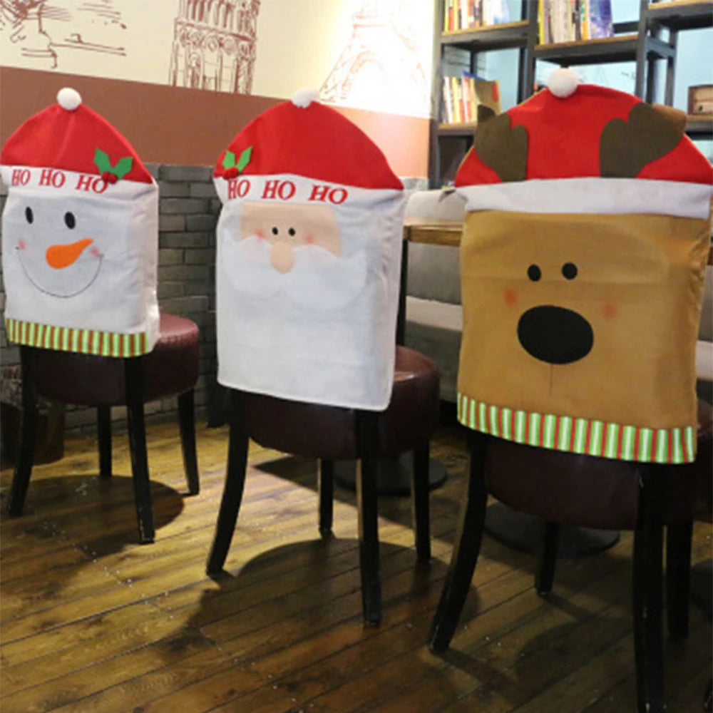 15 Patterns Santa Claus Hat Christmas Chair Covers | Home & Kitchen Dining Room Decoration | Xmas Restaurant & Dinning Home Supplies