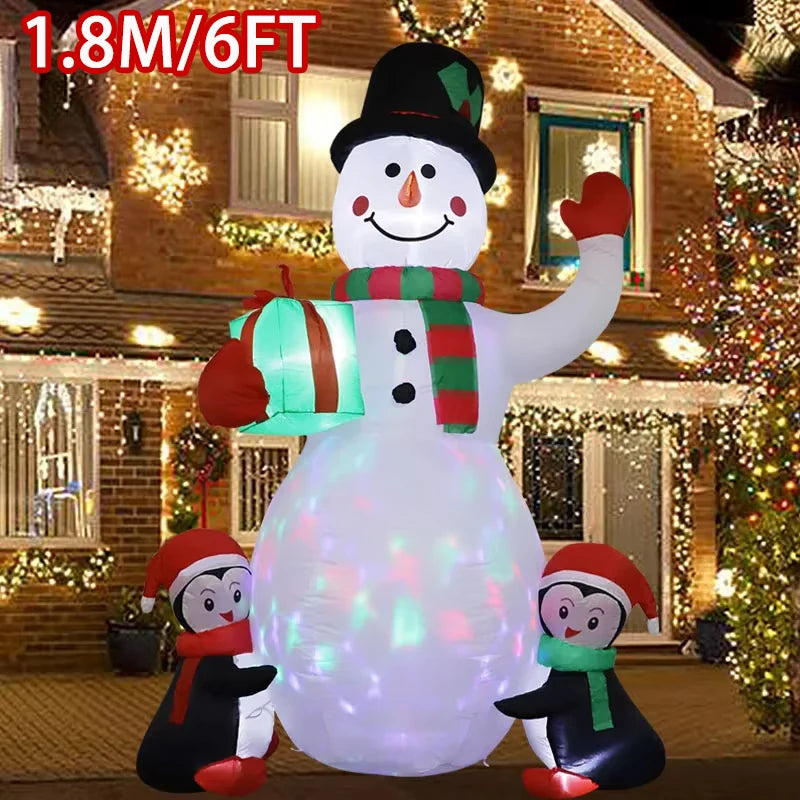 1pc Christmas Inflatable Toy Gift | Snowman/Penguin with Built-in LED Lights | Indoor/Outdoor New Year Party DIY Garden Decor