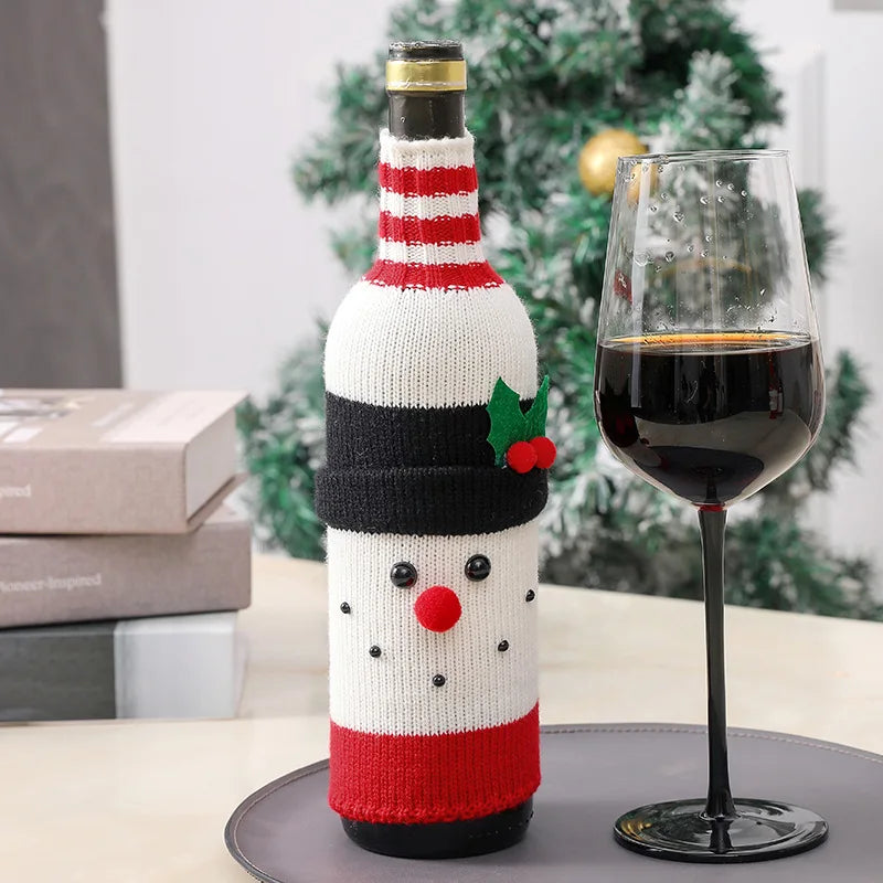 Creative Christmas Wine Bottle Cover Set | Velvet Dress Clothes Ornaments Bag | Xmas Party Dinner Table Decoration Gifts