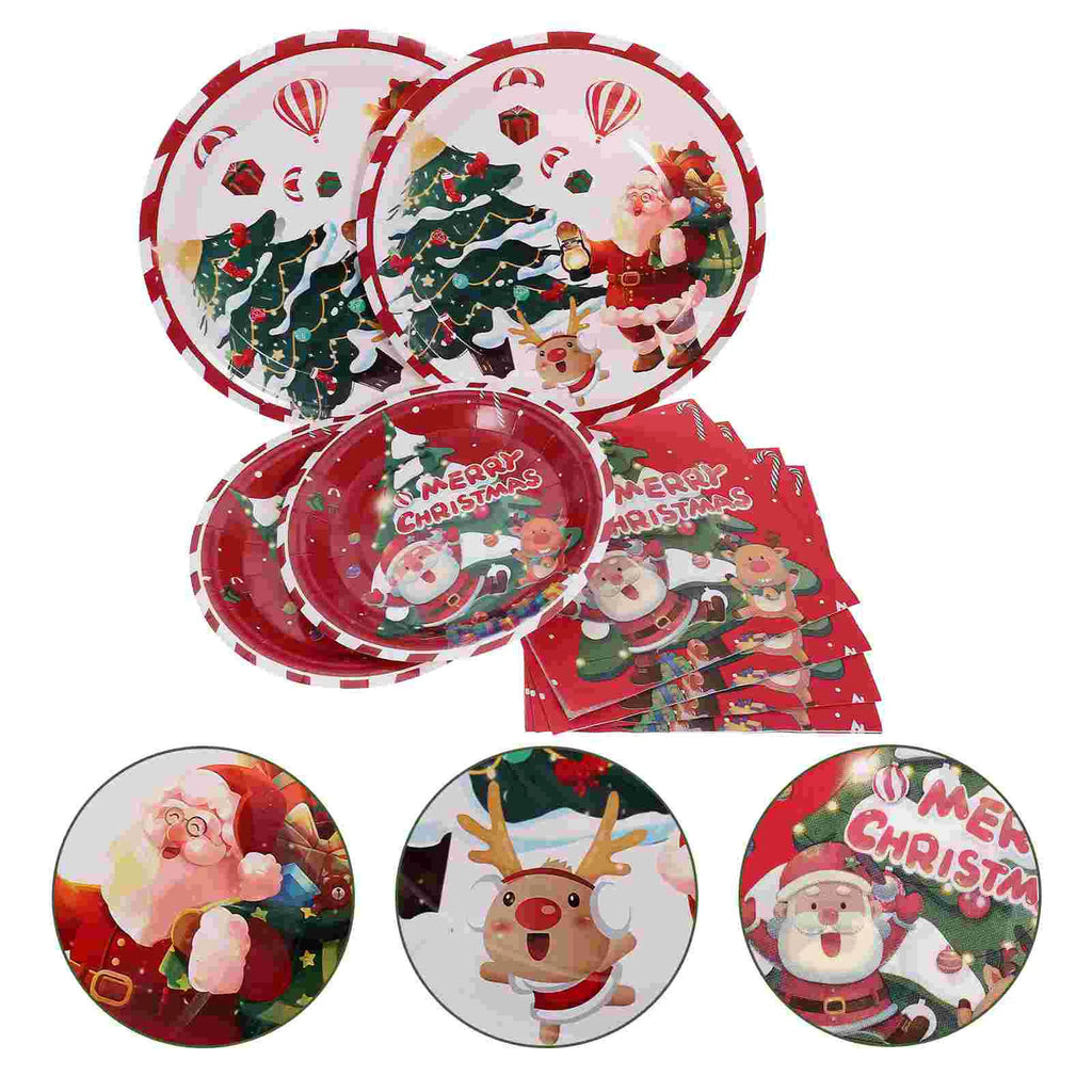 40 Pcs Christmas Dinner Plates | Disposable Xmas Paper Tableware for Holiday & Birthday Party Design