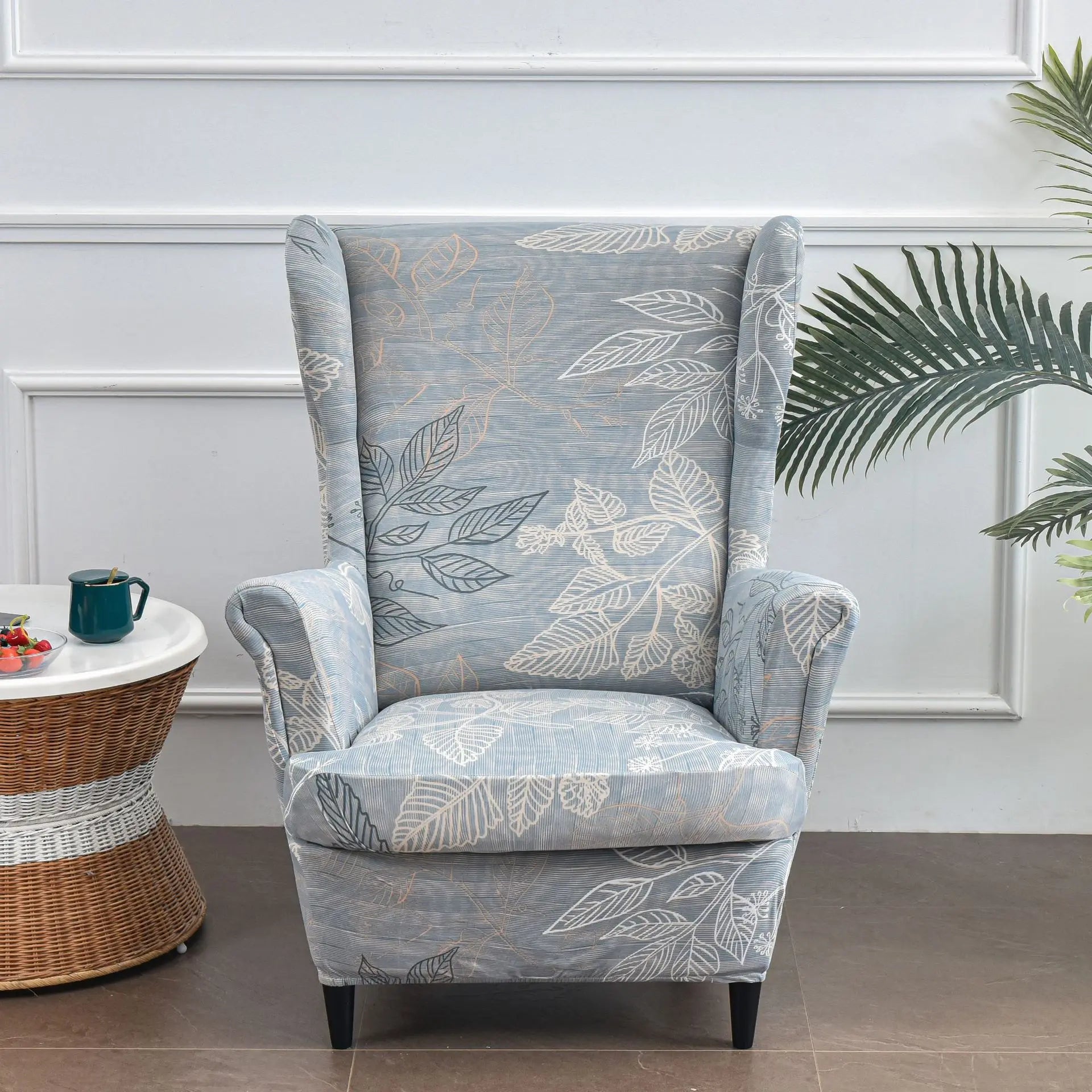 Christmas Wing Chair Cover | Elastic Relax Sofa Armchair Wingback Slipcover | Festive Christmas Decor with Seat Cushion