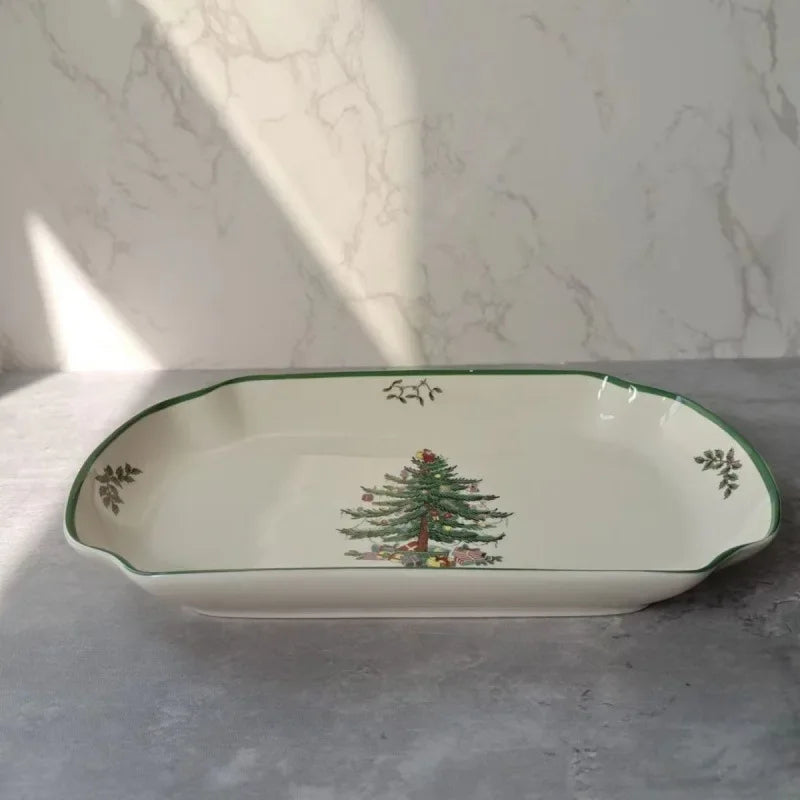 Holiday-Themed Christmas Ceramic Plates & Cutlery Sets | Dinner Plates, Bowls, Mugs, & Saucers Tableware Collection
