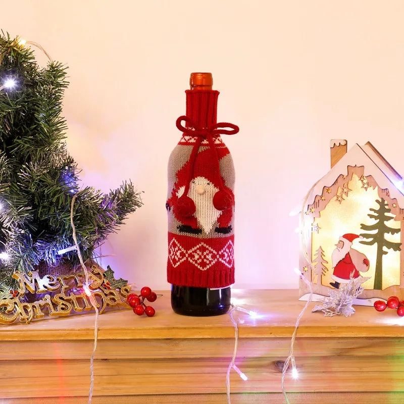 Creative Christmas Wine Bottle Cover Set | Velvet Dress Clothes Ornaments Bag | Xmas Party Dinner Table Decoration Gifts