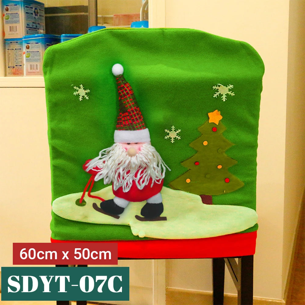 15 Patterns Santa Claus Hat Christmas Chair Covers | Home & Kitchen Dining Room Decoration | Xmas Restaurant & Dinning Home Supplies