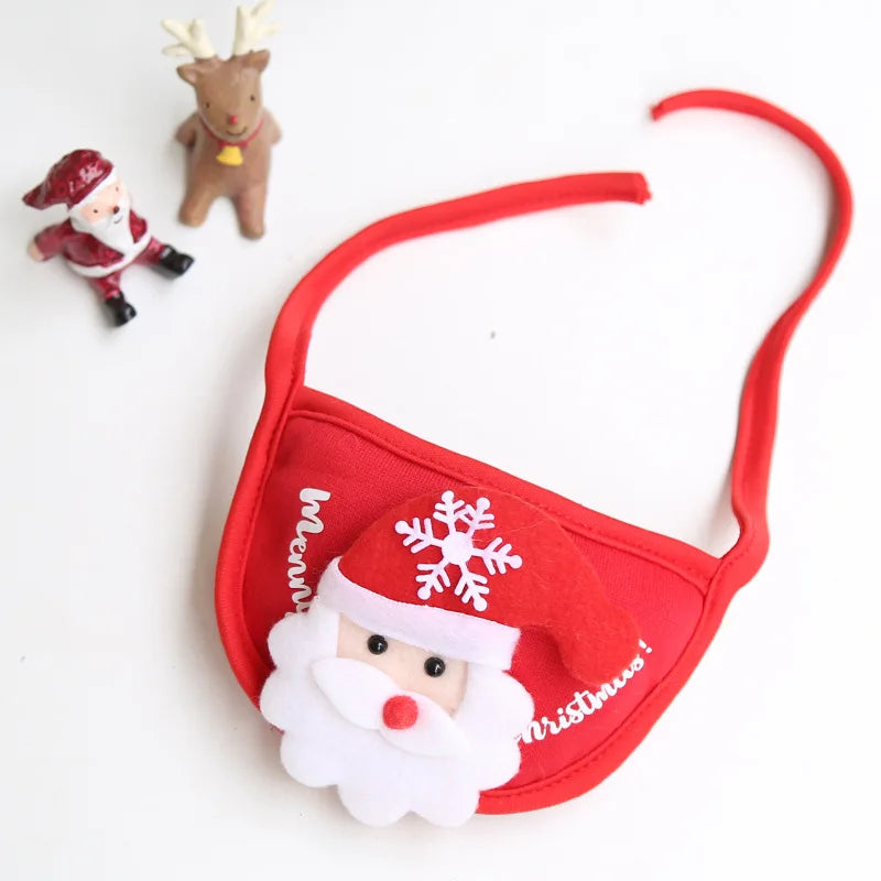 Funny Dog Christmas Hat & Pets Santa Bibs Set | New Year Party Cosplay Costume Puppy Cap | Cute Cats Bandana Clothes Accessories Gift