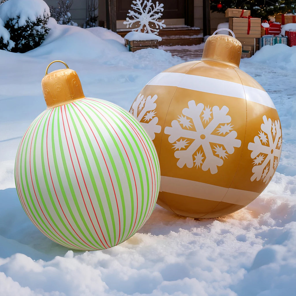 1PC Large Inflatable Christmas Ornament Ball | PVC Holiday Decorated Inflatable Yard Ball