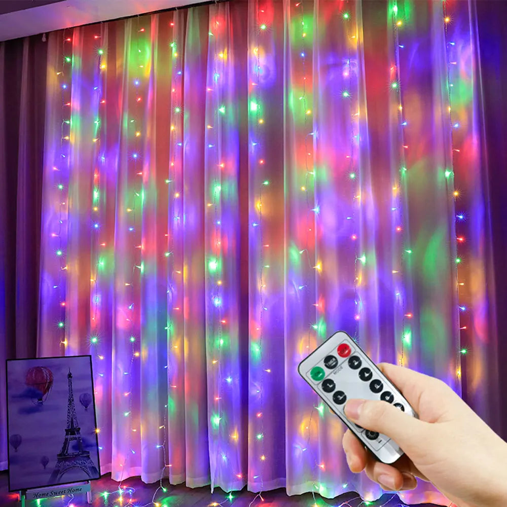USB Curtain String Lights – 8-Mode Fairy LED Garland for Christmas, Halloween, Wedding, Party & Bedroom Decor