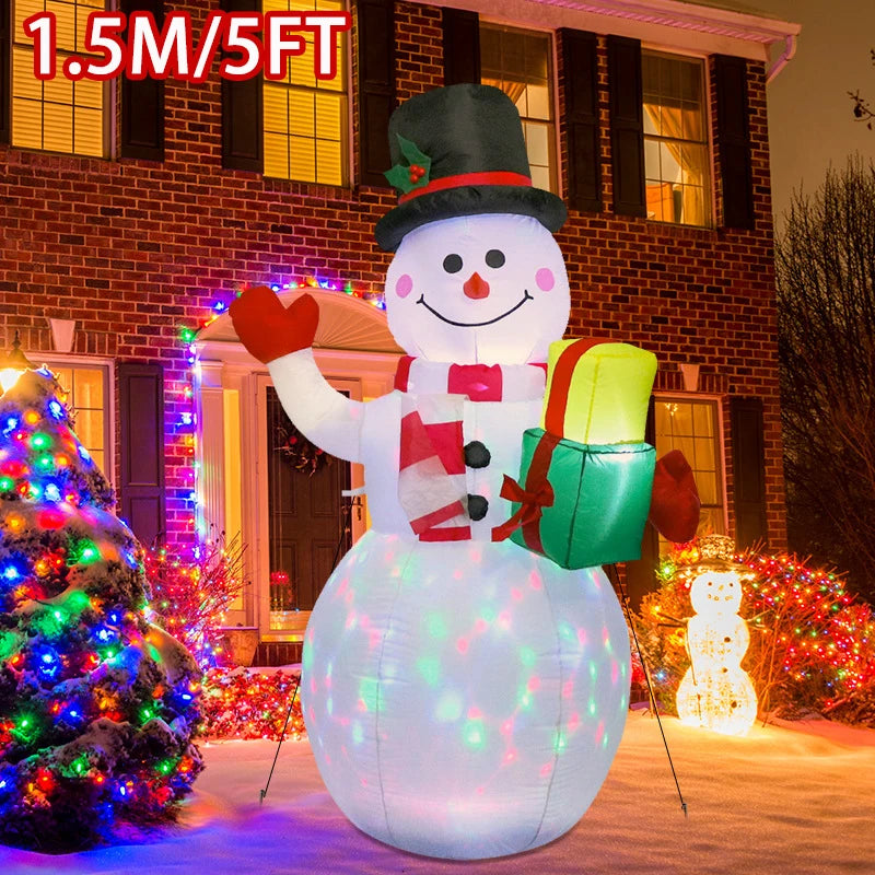 1pc Christmas Inflatable Toy Gift | Snowman/Penguin with Built-in LED Lights | Indoor/Outdoor New Year Party DIY Garden Decor