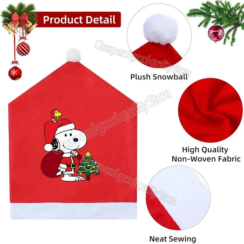 Snoopy's Christmas Hat Chair Covers | New Anime Home Decoration Living Room Cap Backrest Case | Fashion Big Xmas Gift Hot Sales