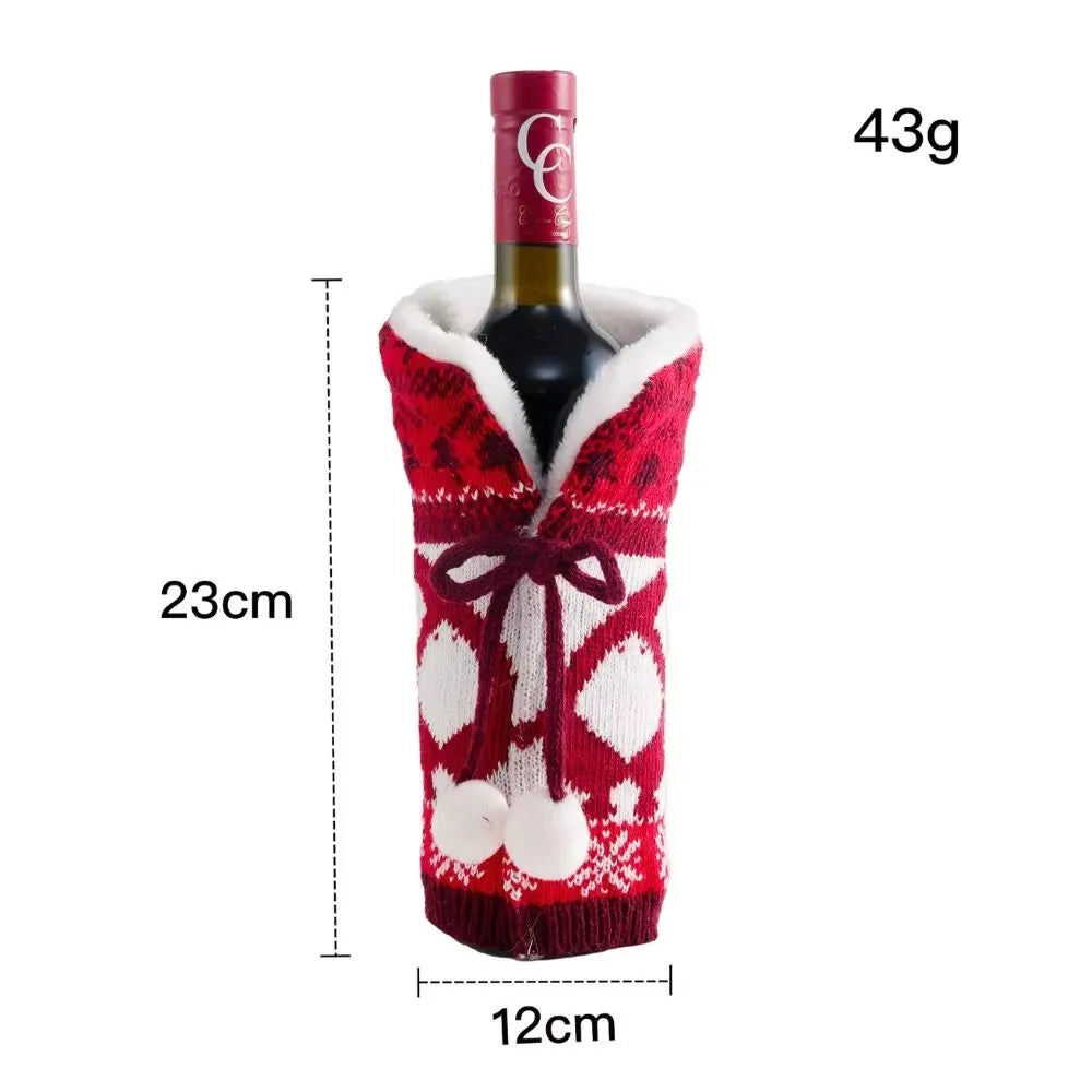 Creative Christmas Wine Bottle Cover Set | Velvet Dress Clothes Ornaments Bag | Xmas Party Dinner Table Decoration Gifts