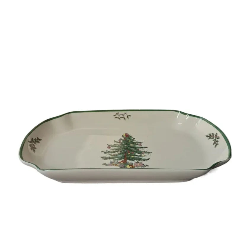 Holiday-Themed Christmas Ceramic Plates & Cutlery Sets | Dinner Plates, Bowls, Mugs, & Saucers Tableware Collection