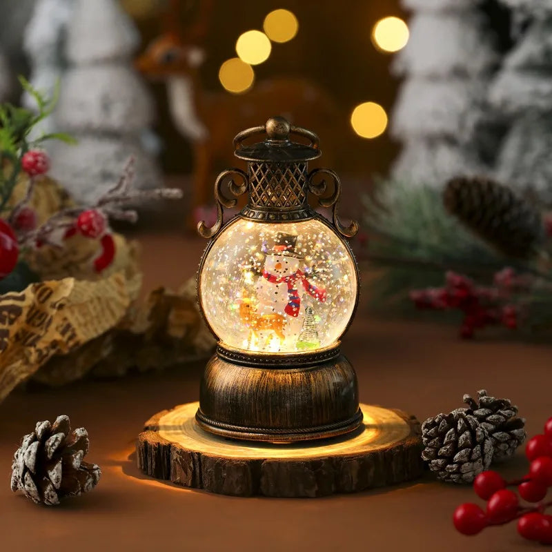 Santa Claus with Music Floating Snow Ornaments Christmas Tree Luminous Bedside Lamp Snowman Night Light New Year Gifts