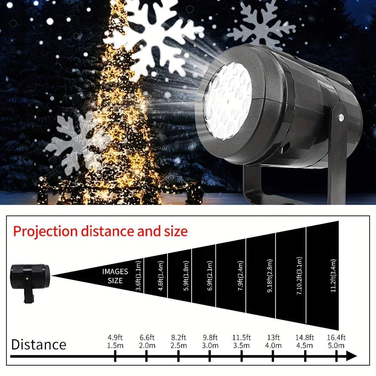USB Powered Snowflake Projector Light White Snow Pattern Rotating LED Stage Lamp for Holiday Party Christmas Decor New Year Gift