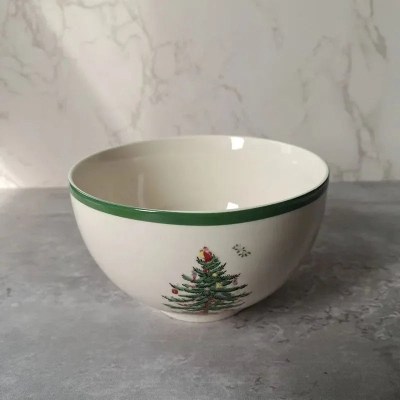 Holiday-Themed Christmas Ceramic Plates & Cutlery Sets | Dinner Plates, Bowls, Mugs, & Saucers Tableware Collection