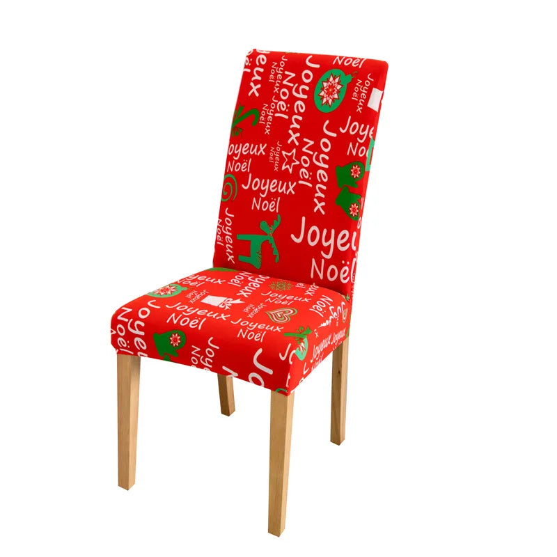 Christmas Chair Cover Dining Room Decor | 2025 Santa Claus & Snowflake Print Xmas Chair Covers | Stretch Removable Chair Seat Cover