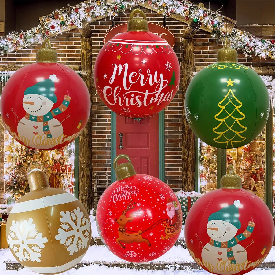 32 Inch Giant PVC Inflatable Christmas Ball Ornaments | Outdoor Large Xmas Blow Ball Decorations for Parties