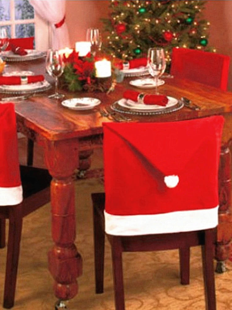 15 Patterns Santa Claus Hat Christmas Chair Covers | Home & Kitchen Dining Room Decoration | Xmas Restaurant & Dinning Home Supplies