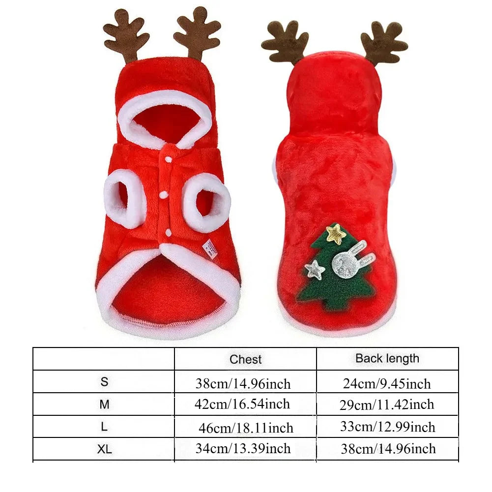 1pc Cat Christmas Clothes | Winter Warm Pet Clothes for Small/Medium Dogs & Cats | Elk Santa Claus Dog Cats Coat Christmas Costume
