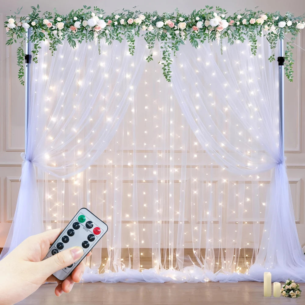 USB Curtain String Lights – 8-Mode Fairy LED Garland for Christmas, Halloween, Wedding, Party & Bedroom Decor