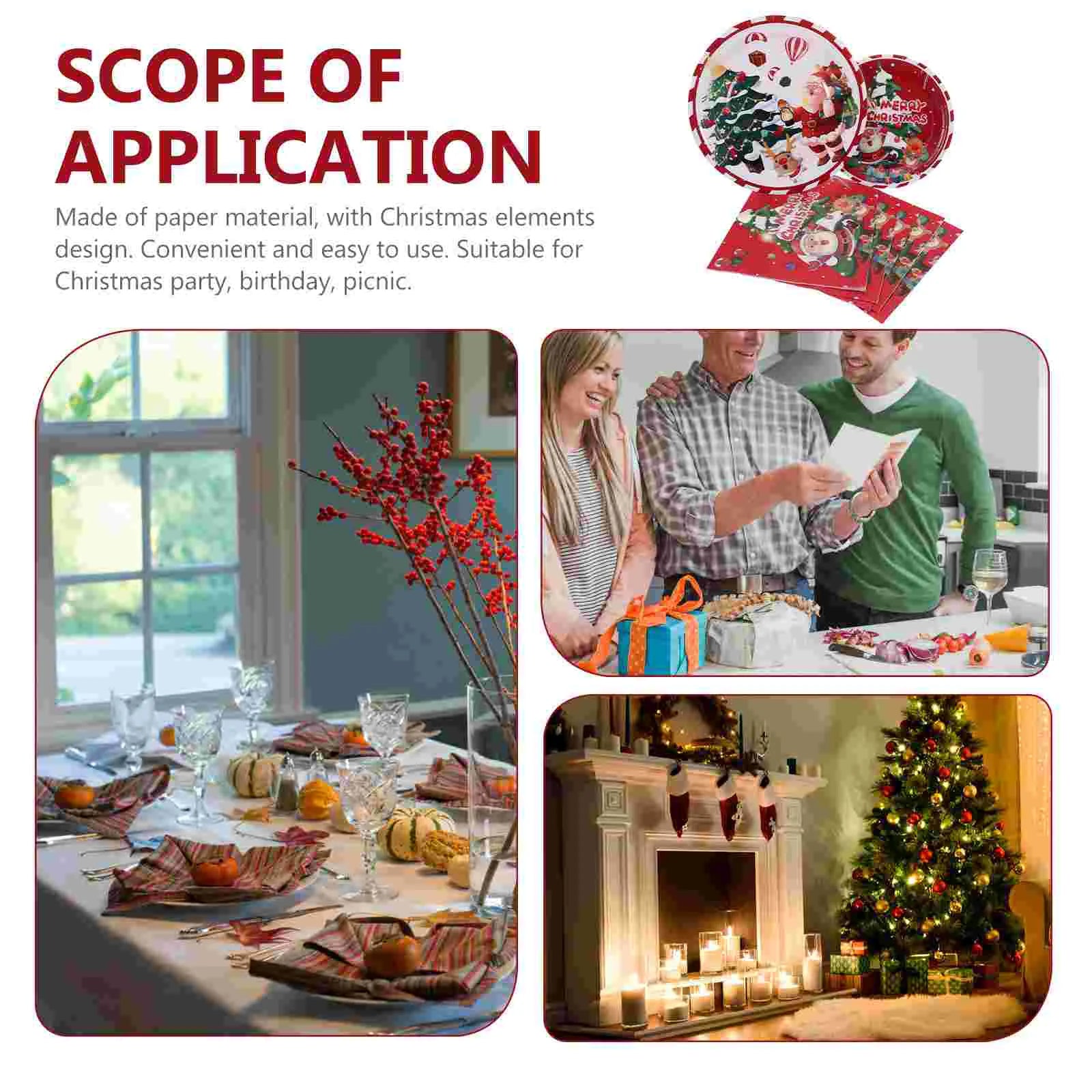 40 Pcs Christmas Dinner Plates | Disposable Xmas Paper Tableware for Holiday & Birthday Party Design